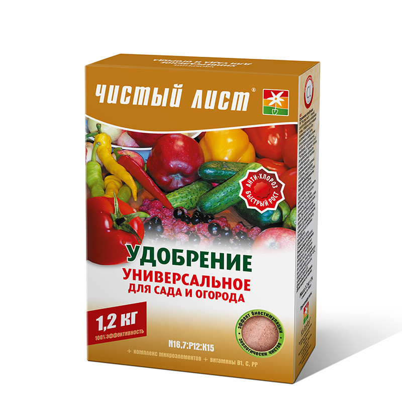 «Чистий лист» універсальне для саду та городу, Kvitofor 1,2 кг, добриво Кристалічне
