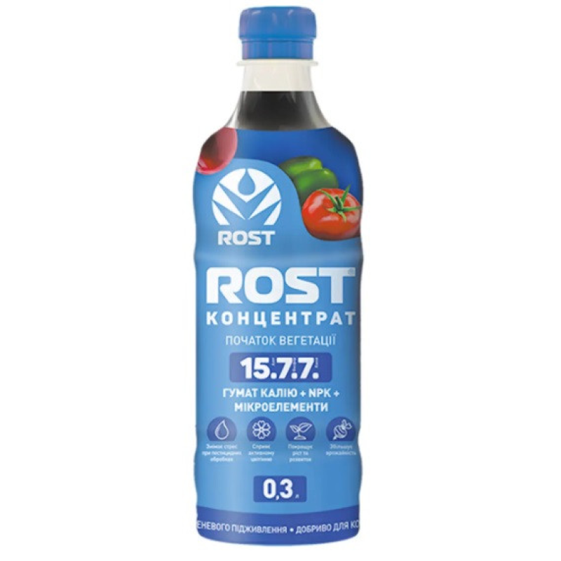 Гумінове добриво Rost® Концентрат (Рост концентрат) ROST концентрат  гумат калію + NPK (15+7+7), 300 мл, Киссон