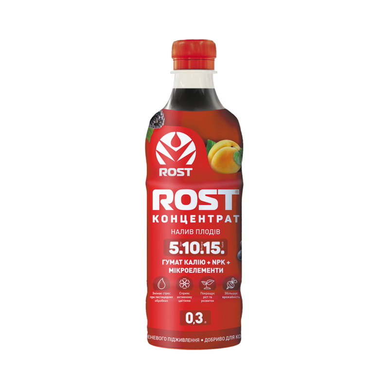 Гумінове добриво Rost® Концентрат (Рост концентрат) калійний NPK 5.10.15 (Рівал, Гумат), 300 мл, Кісон