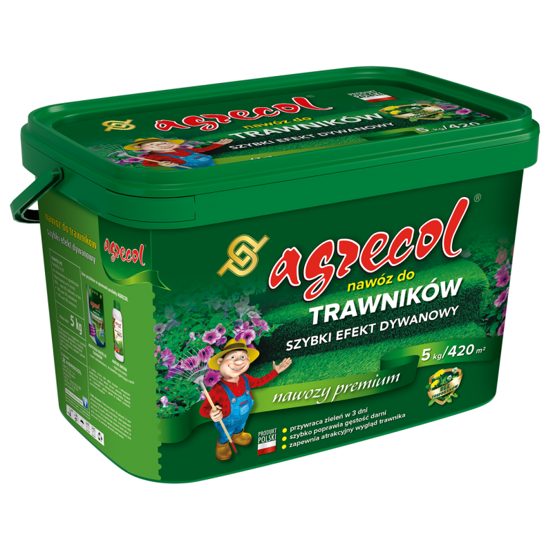 Комплексне добриво Agrecol NPK 34.0.0 для газону Швидкий килимовий ефект, 5 кг