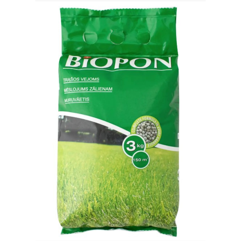Універсальне добриво для газону Biopon NPK 12/5/9.5, 3 кг,  (Біопон, Польща)